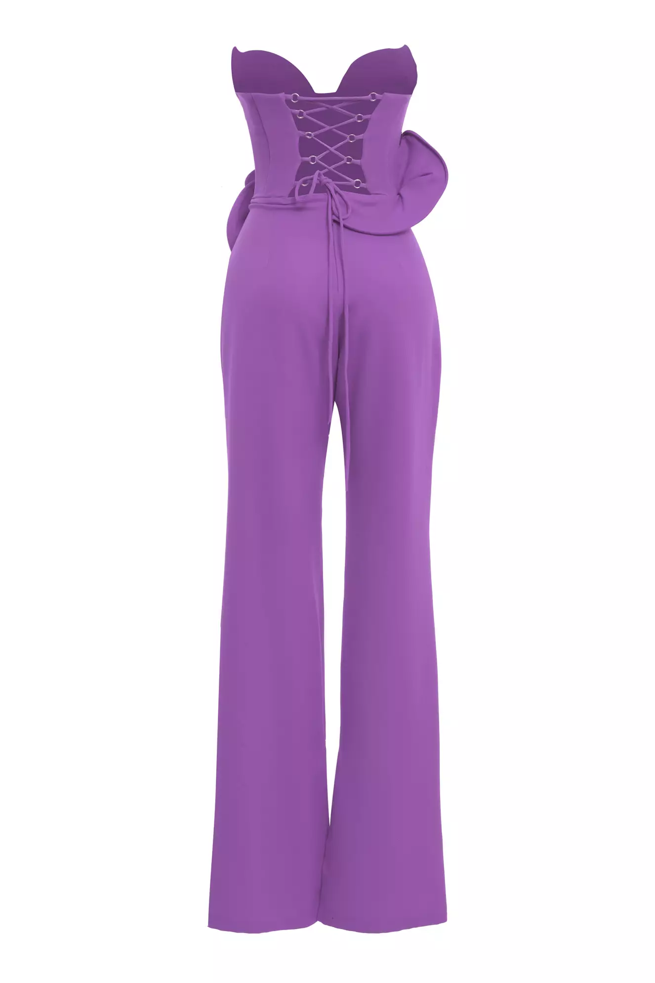 Lilac crepe sleeveless long overalls