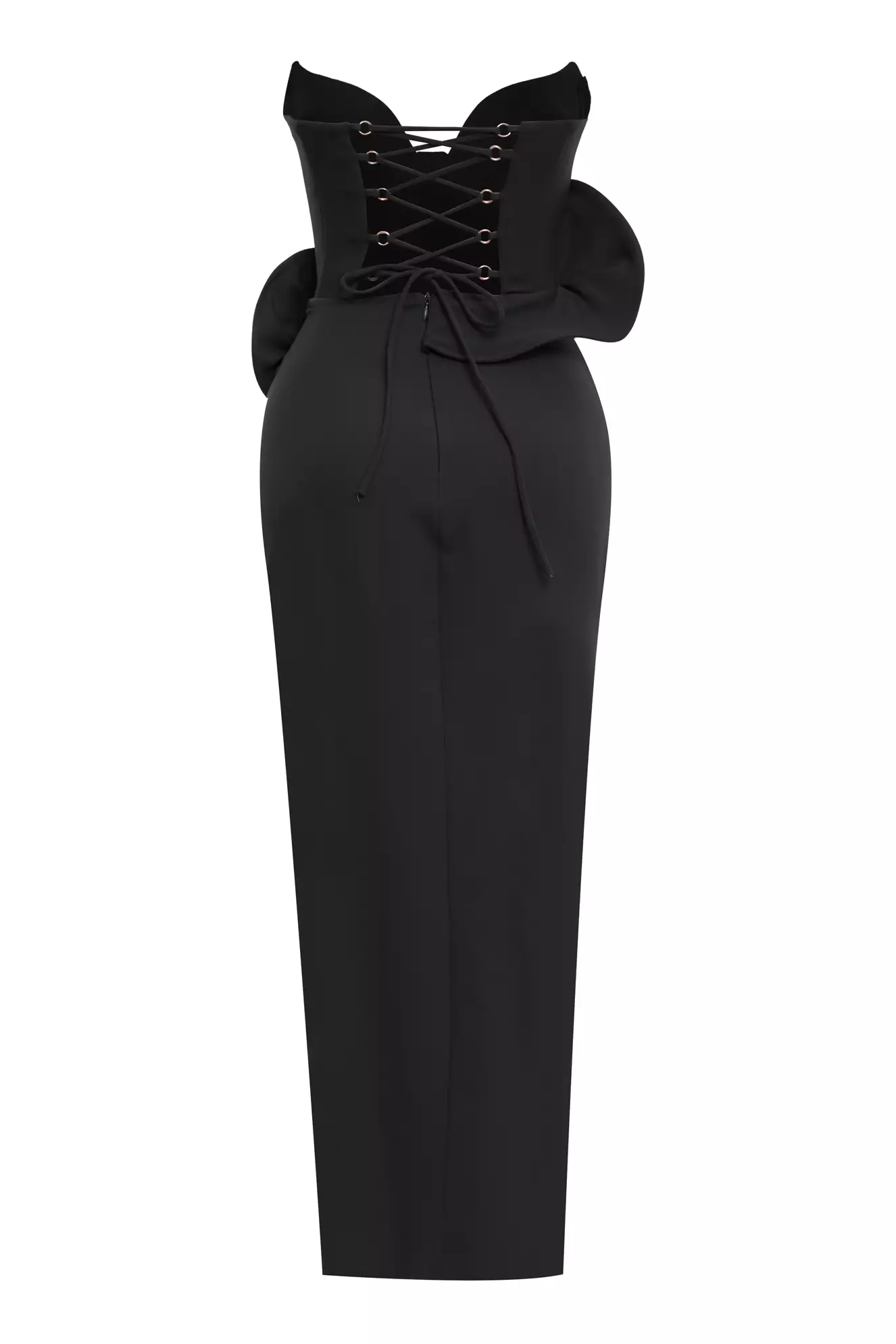 Black crepe sleeveless midi dress