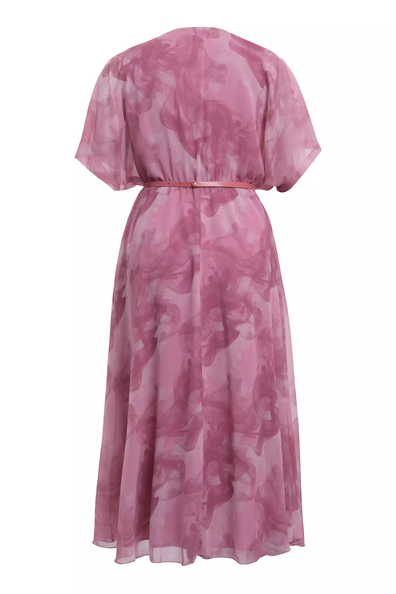 Printed plus size chiffon short sleeve midi dress