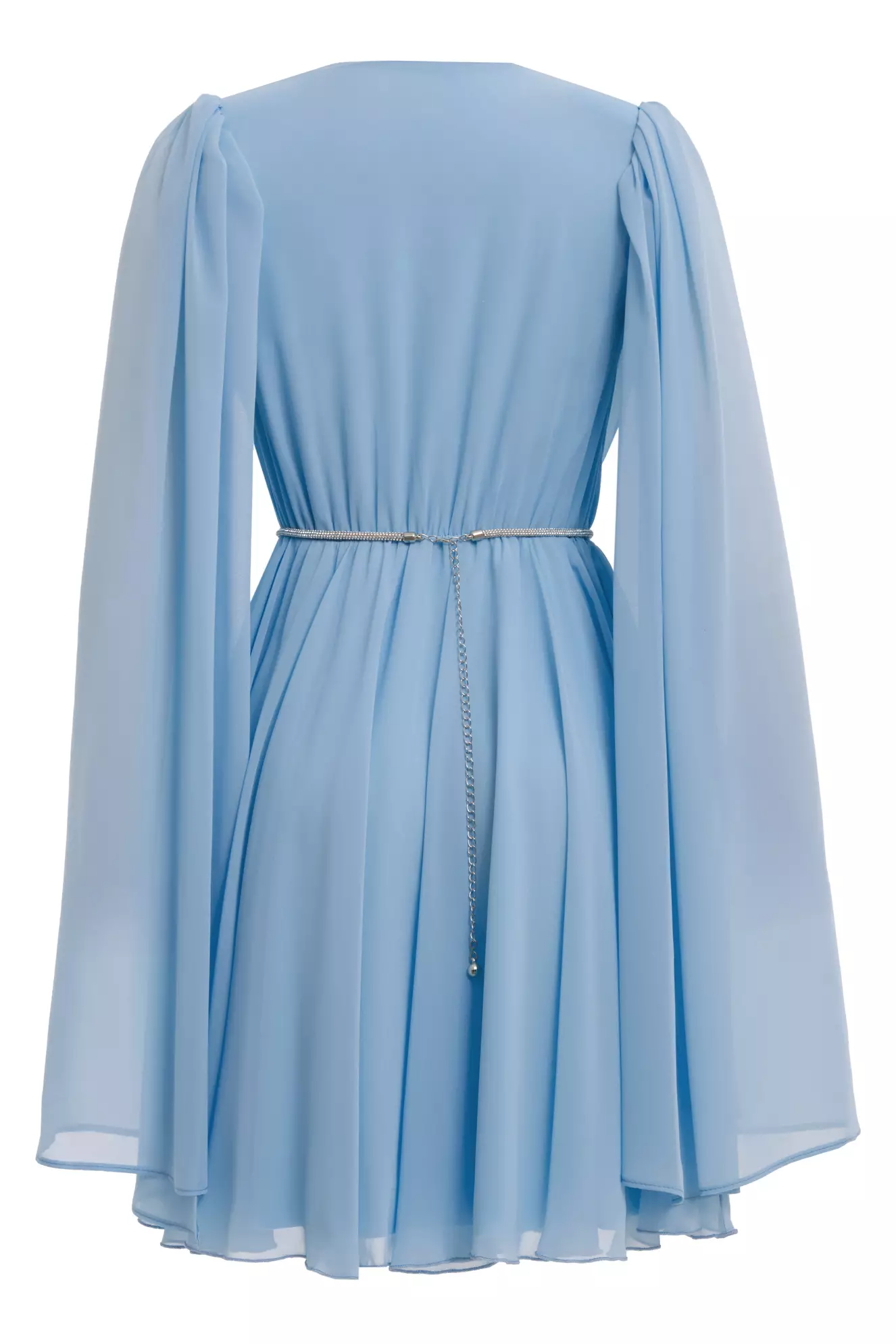 Blue chiffon long sleeve mini dress