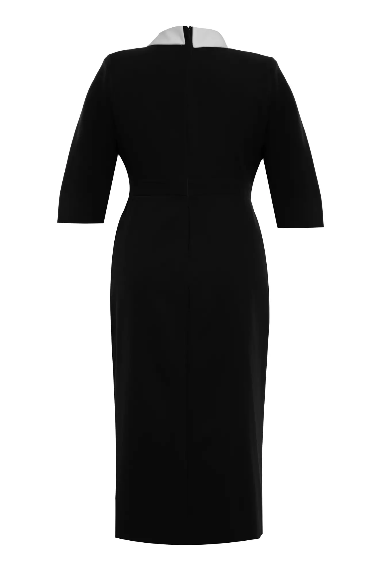 Black plus size crepe 3/4 sleeve midi dress