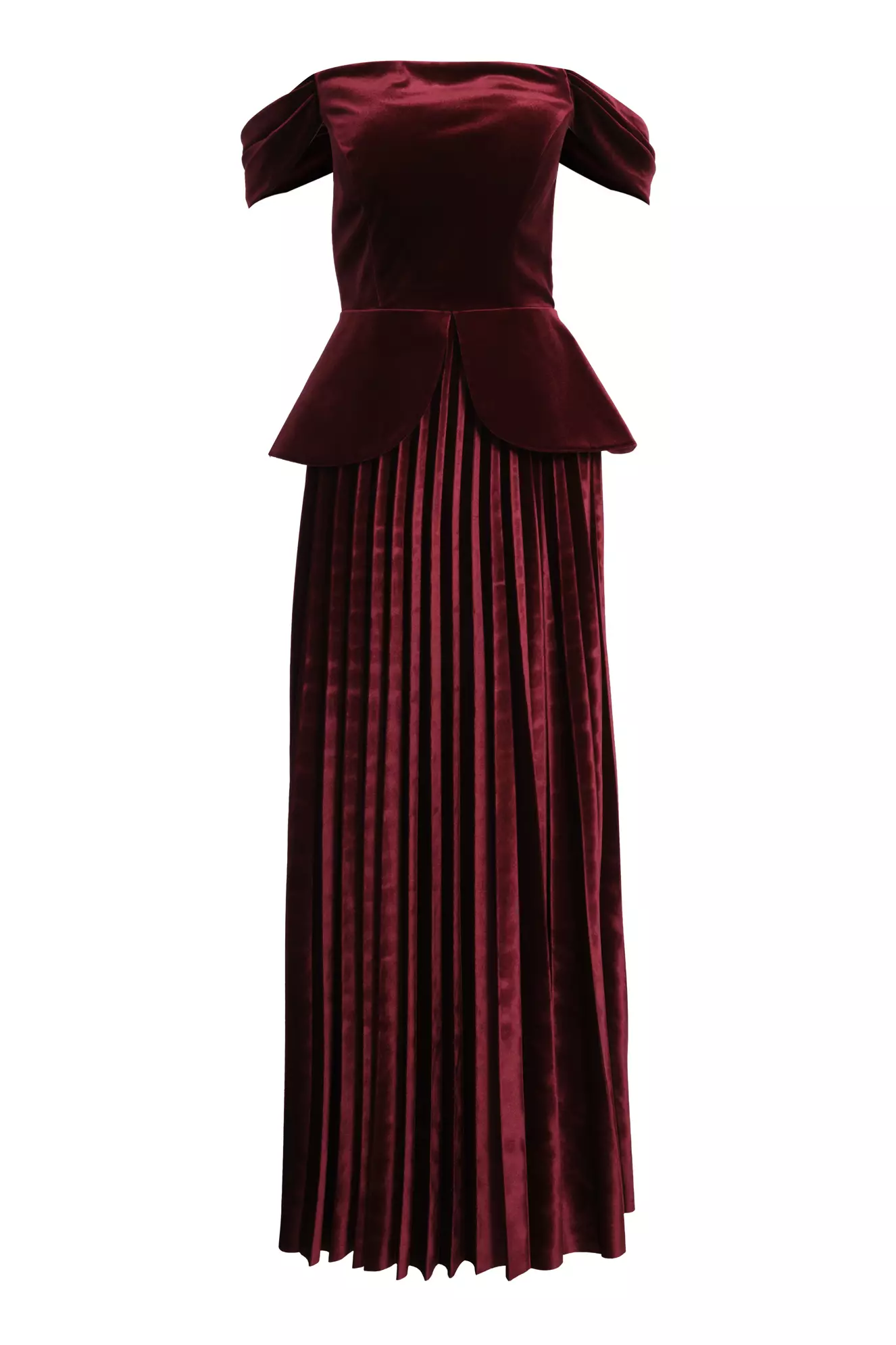 Maroon velvet sleeveless maxi dress