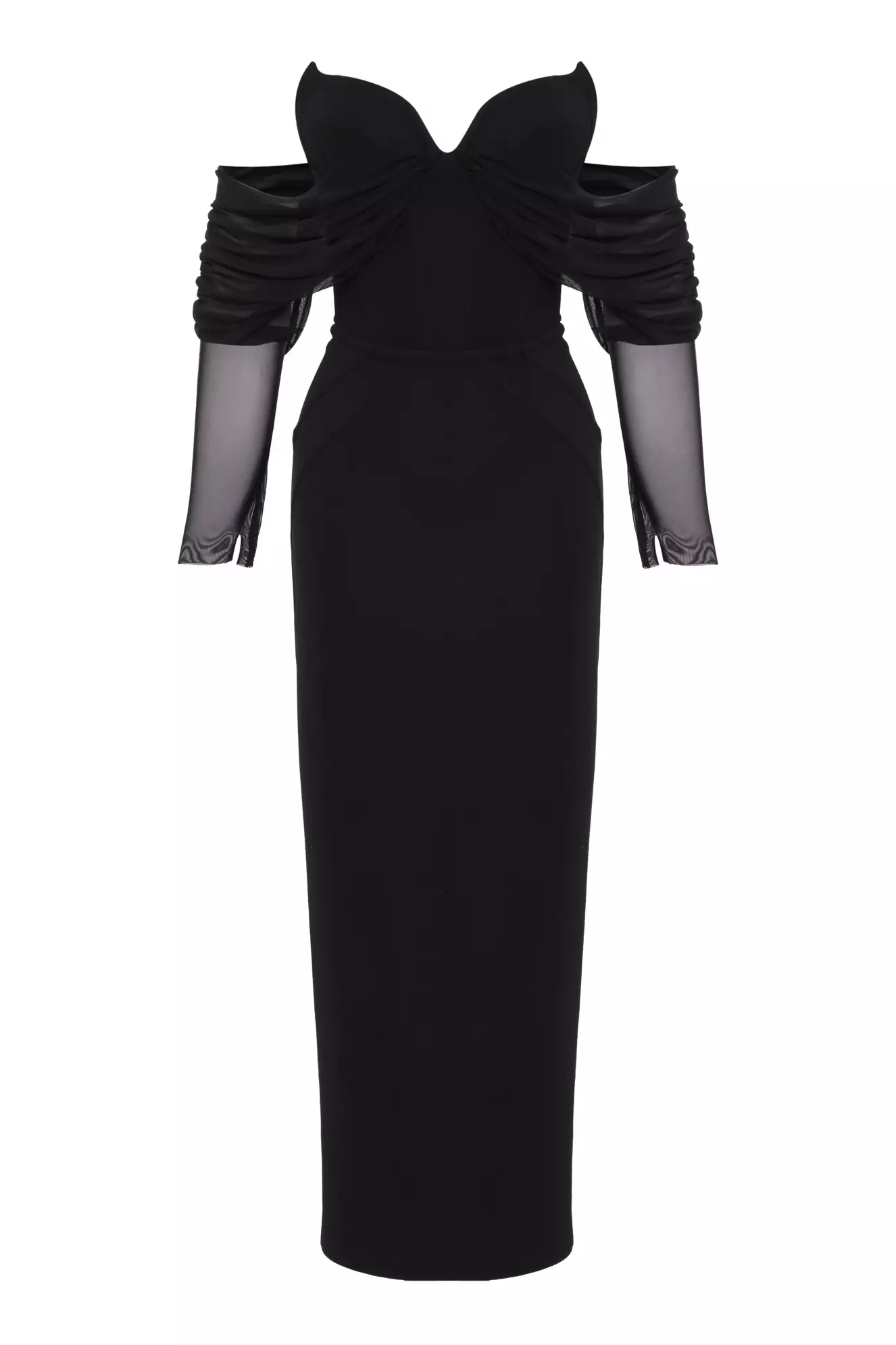 Black ottoman long sleeve midi dress