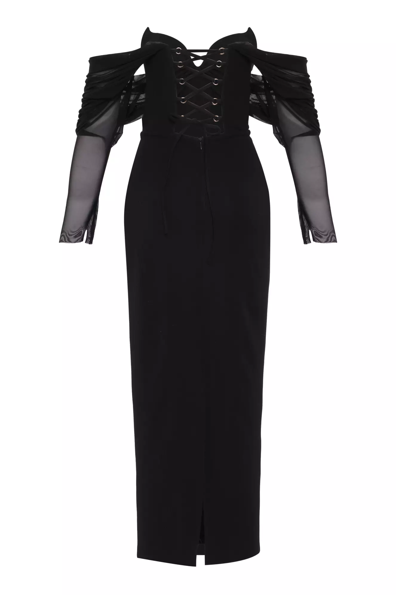 Black ottoman long sleeve midi dress
