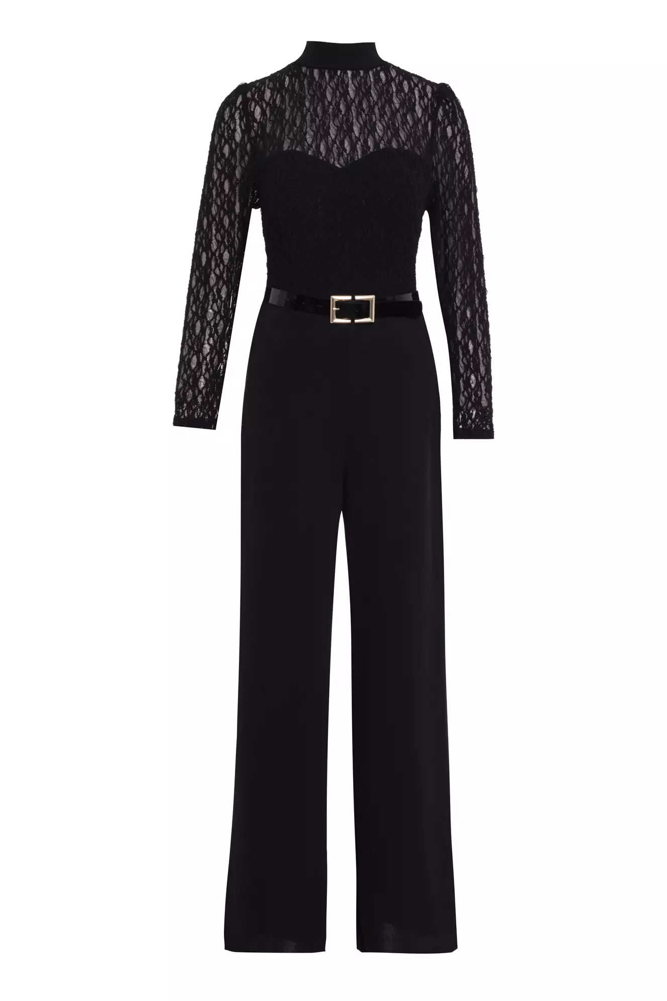 Black lace long sleeve maxi overalls