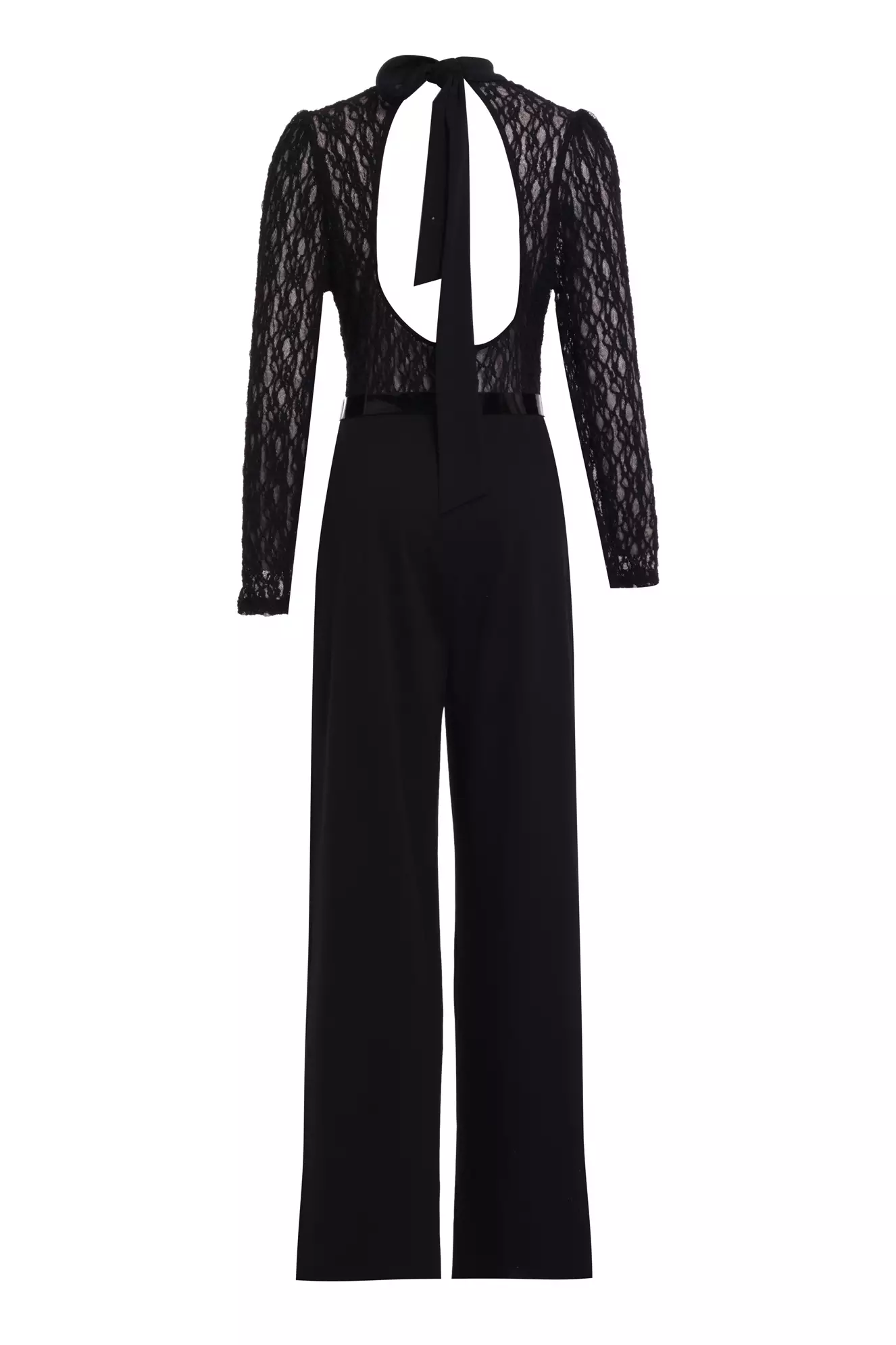 Black lace long sleeve maxi overalls