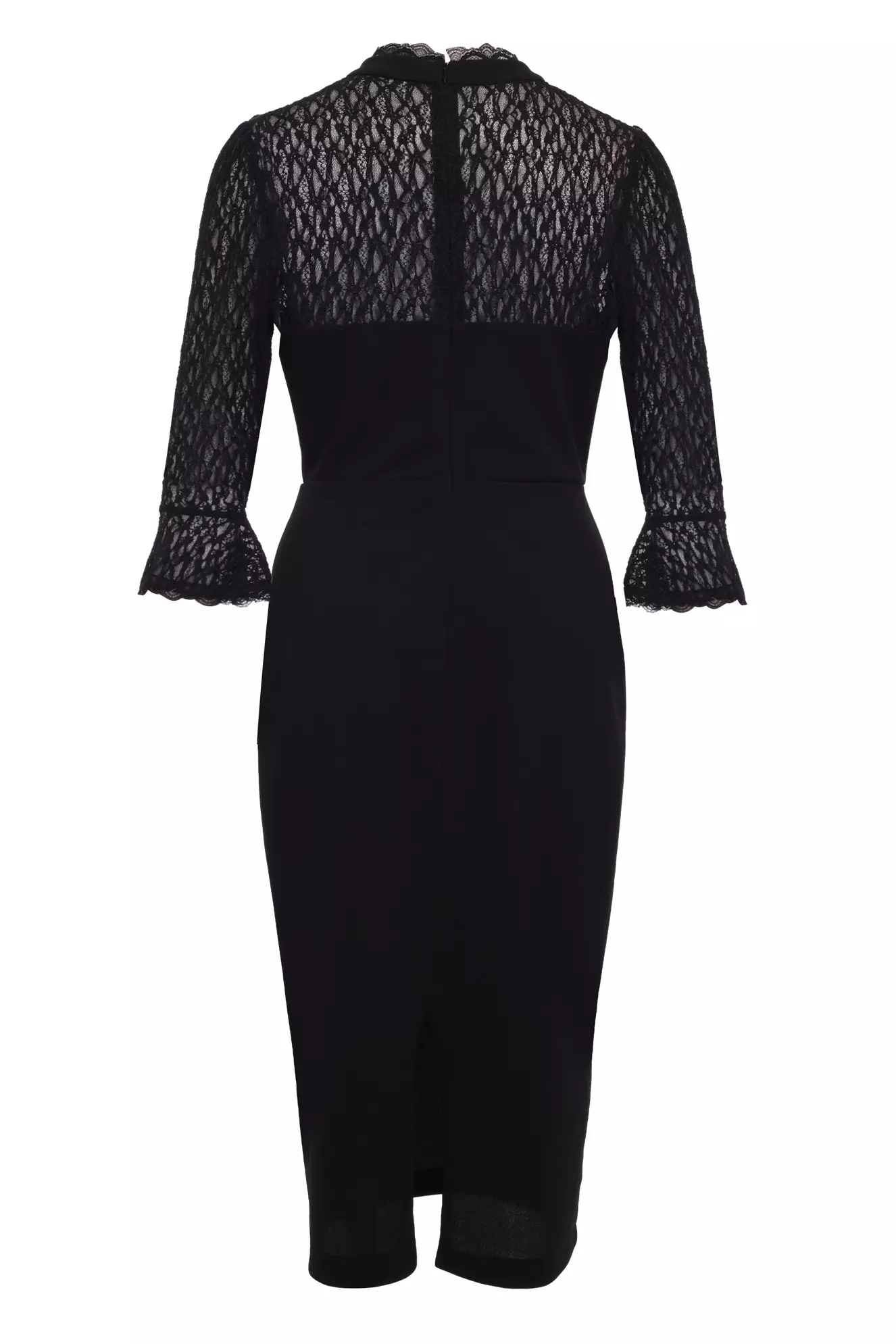 Black plus size crepe long sleeve midi dress