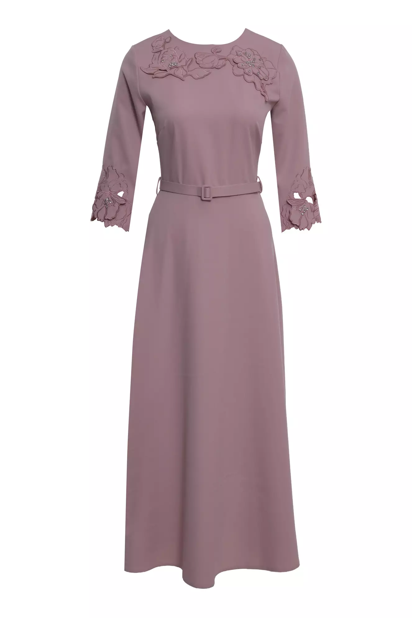 Blush crepe 3/4 sleeve midi dress
