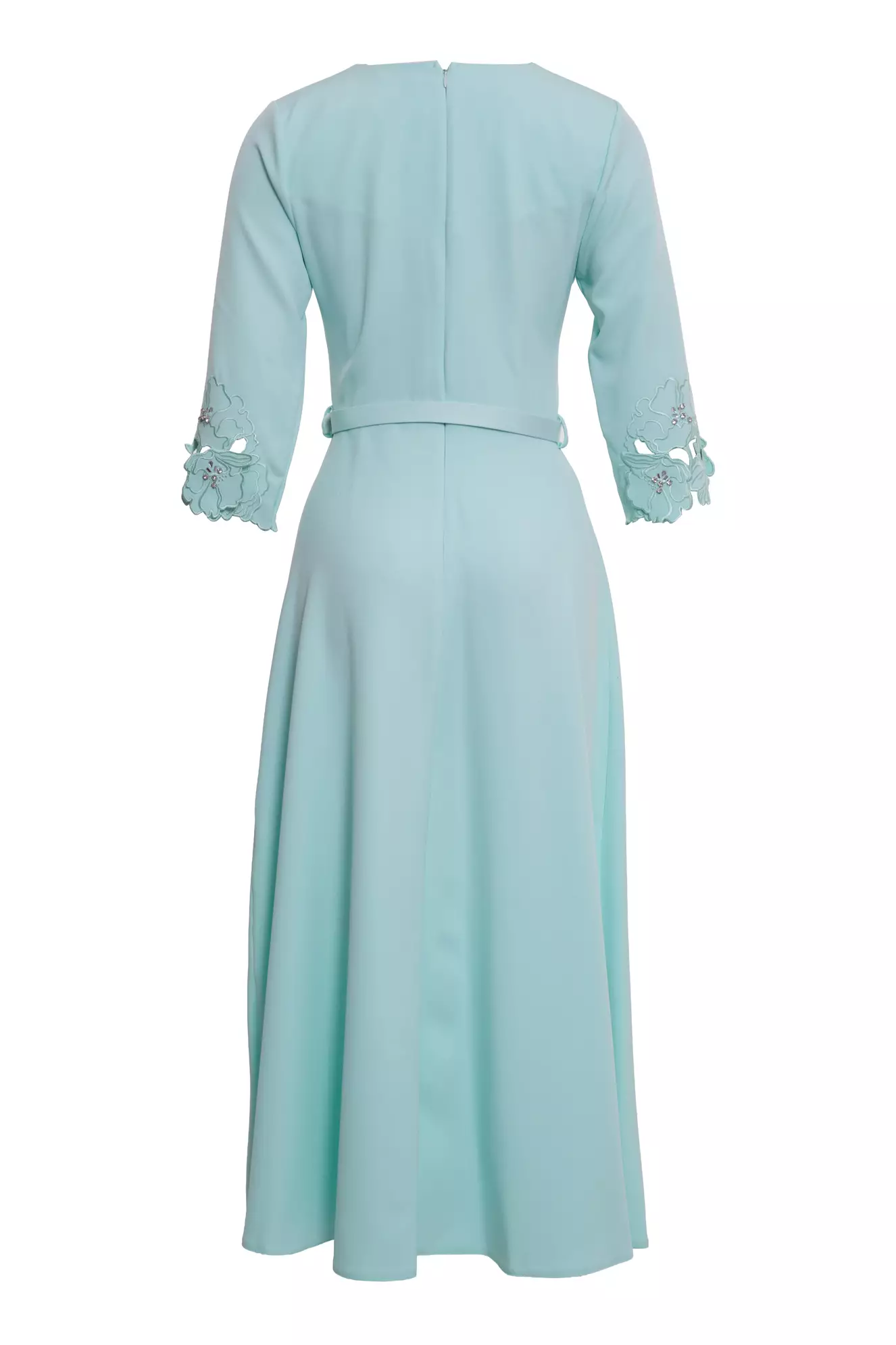 Mint green crepe 3/4 sleeve midi dress