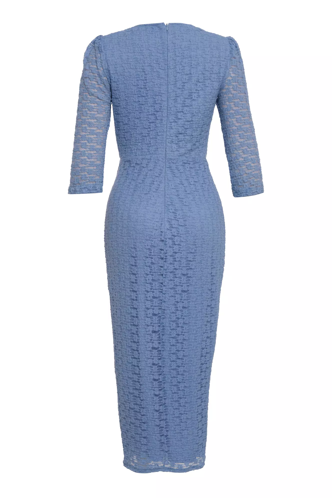 Blue lace 3/4 sleeve midi dress