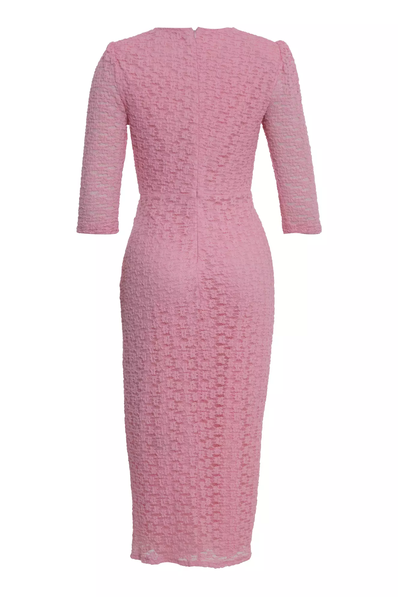 Pink lace 3/4 sleeve midi dress