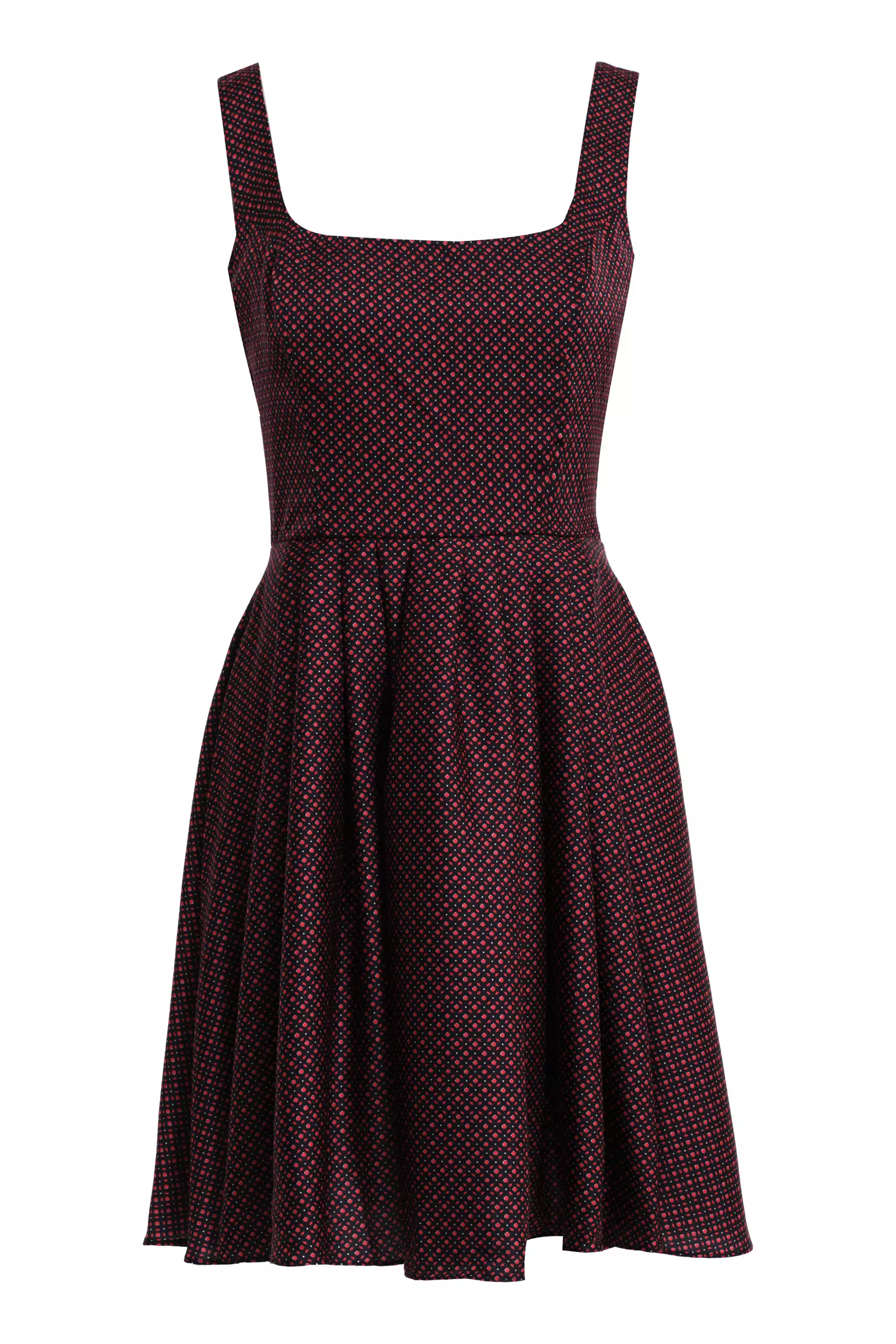 Red poplin sleeveless mini dress