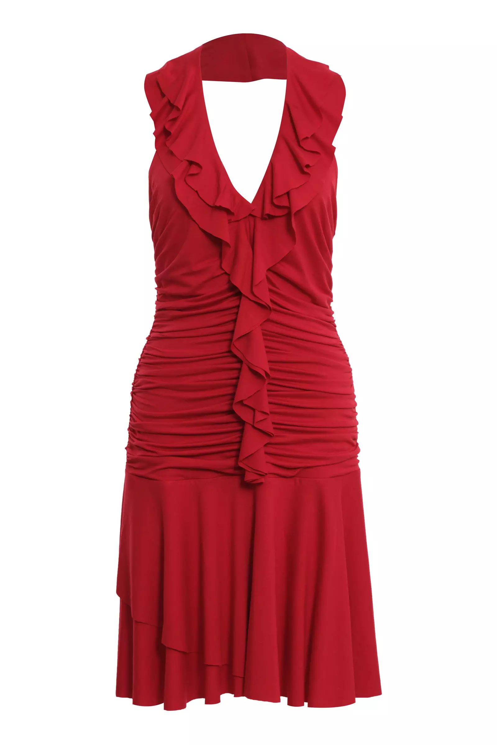 Red knitted sleeveless mini dress