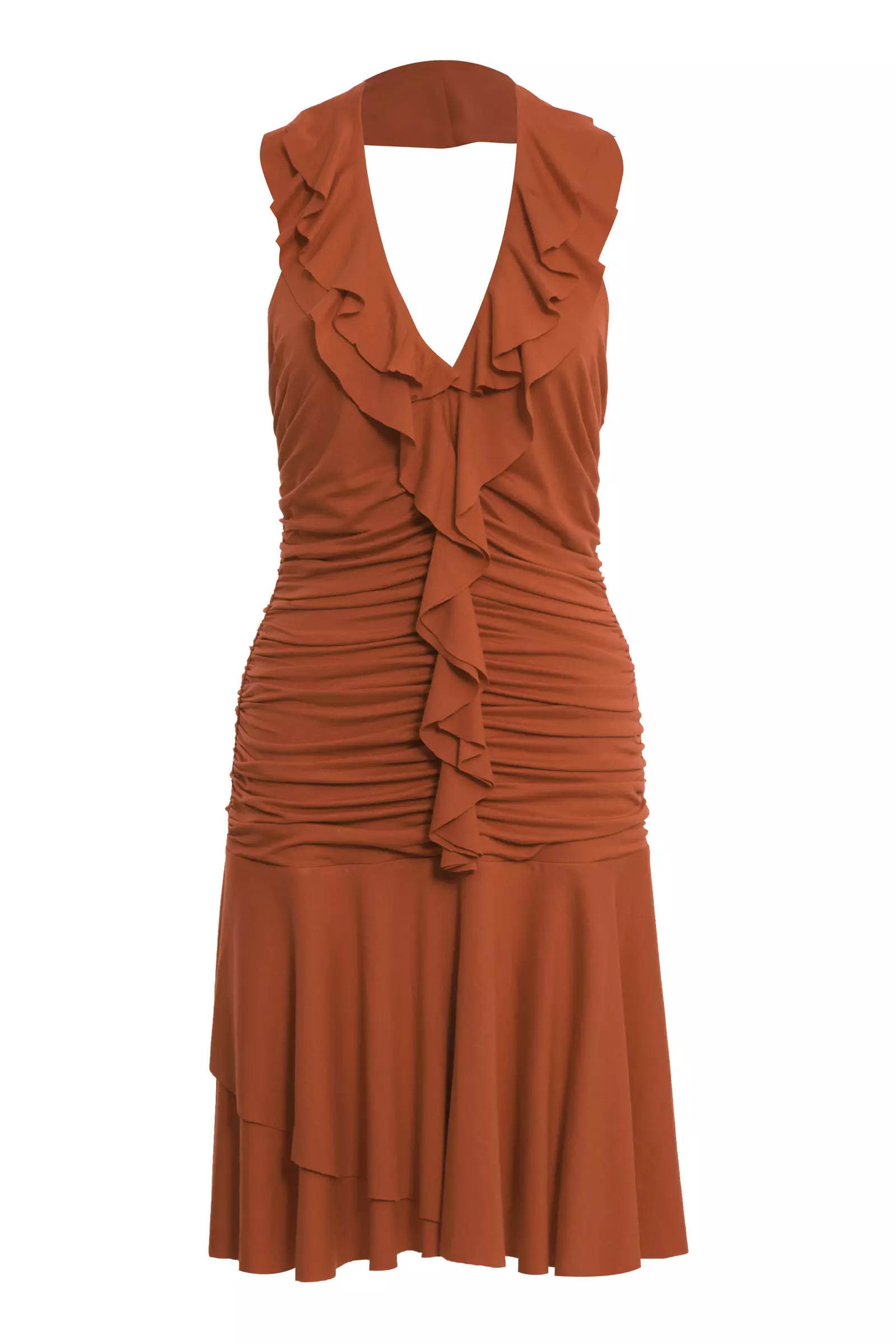 Brick knitted sleeveless mini dress