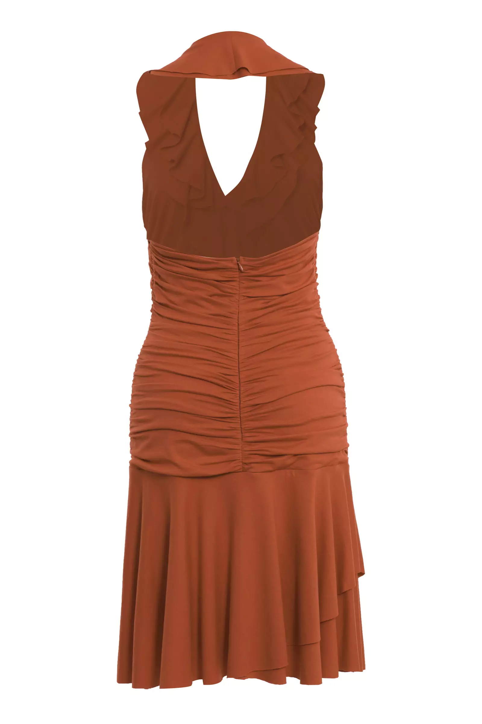 Brick knitted sleeveless mini dress