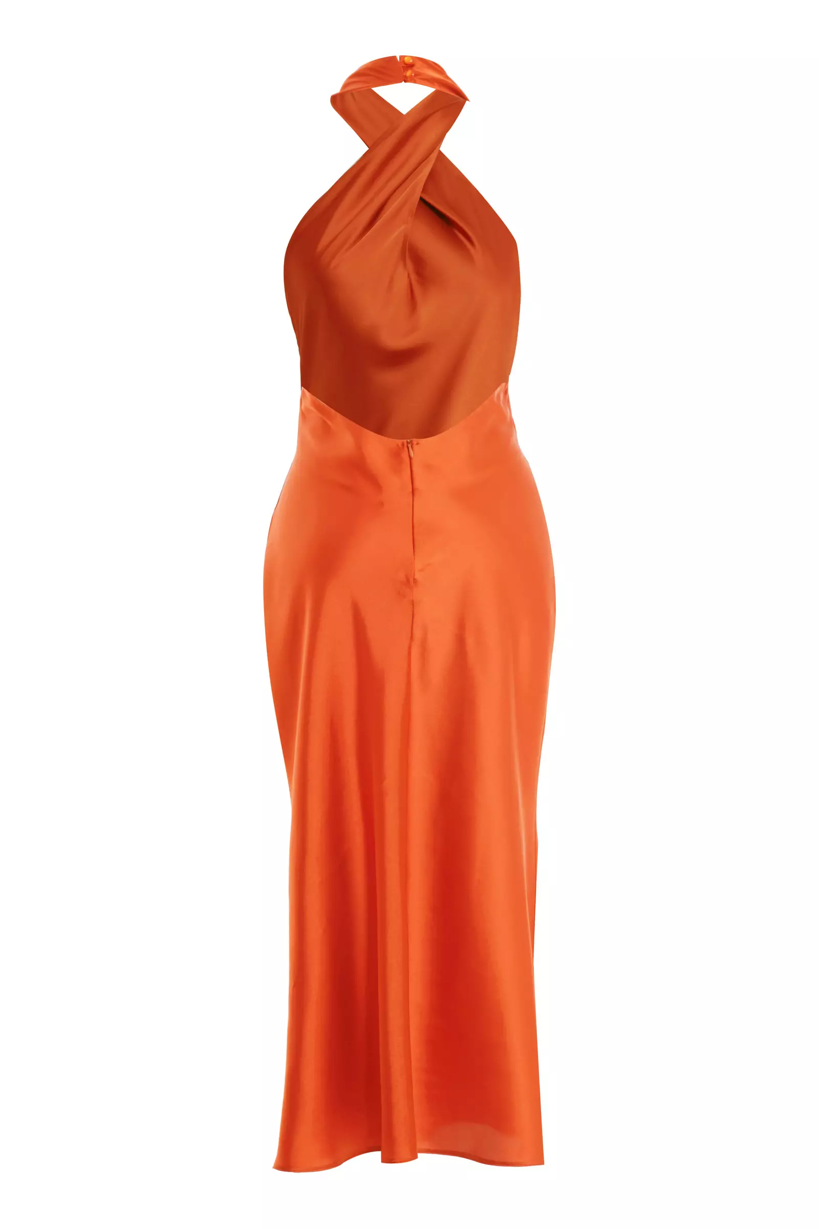 Printed i̇nce saten sleeveless midi dress