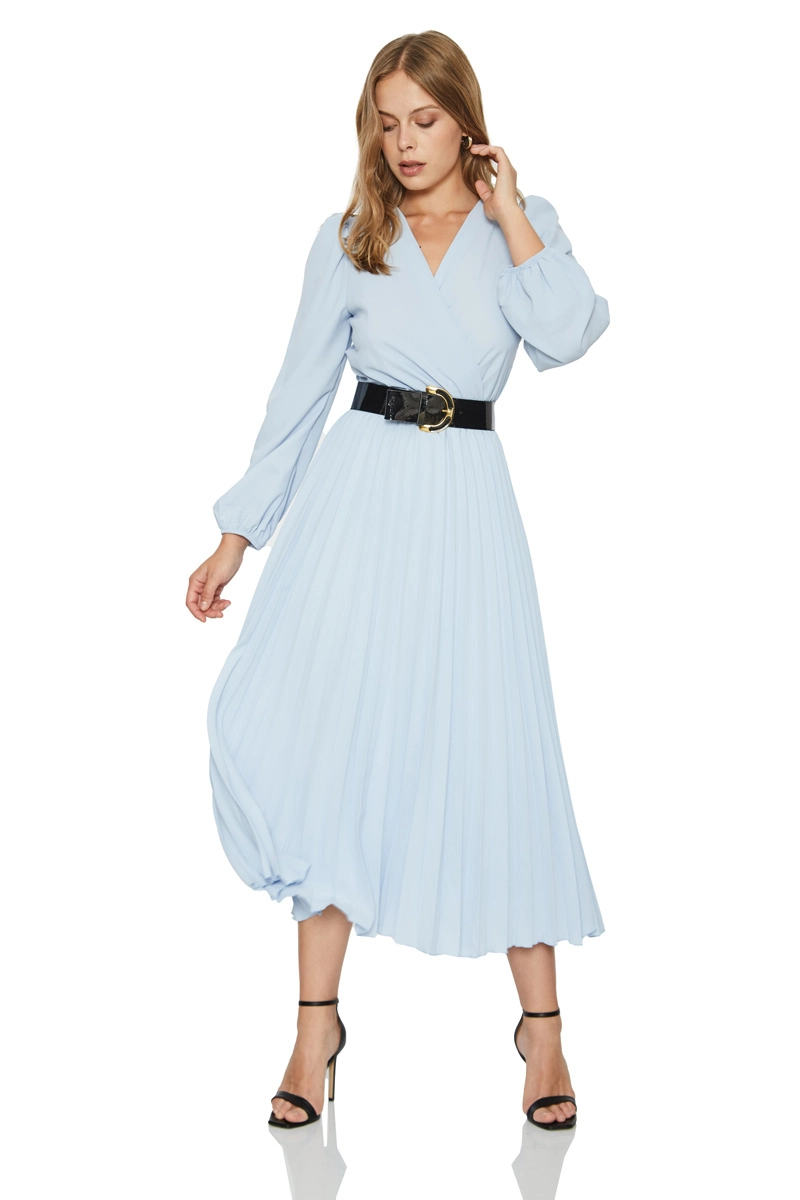 Black Crepe Long Sleeve Midi Dress | All Standard Size Products | Fervente