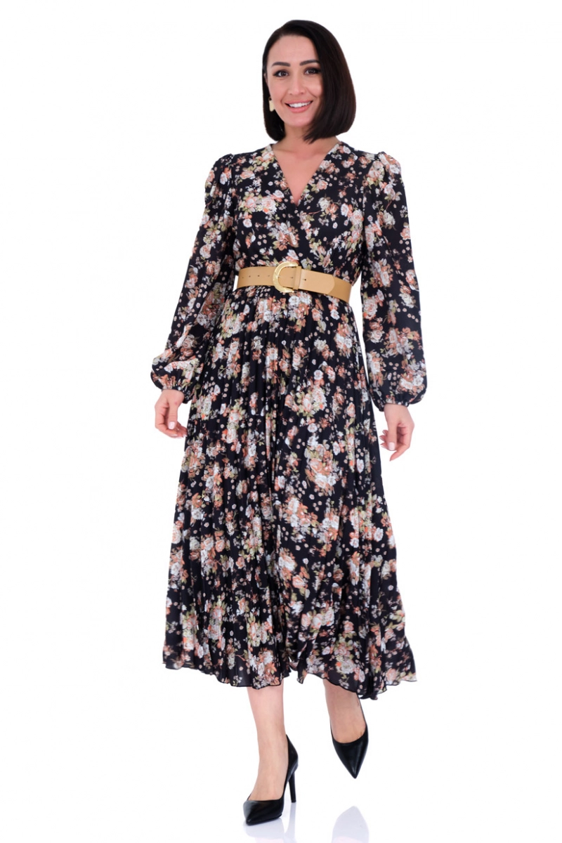 Crepe Long Sleeve Midi Dress | All Standard Size Products | Fervente