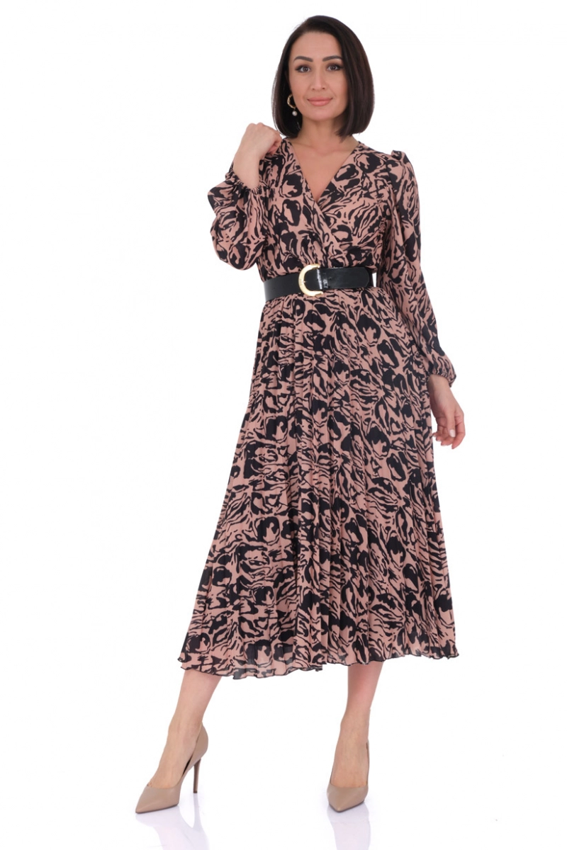 Printed Crepe Long Sleeve Midi Dress | All Standard Size Products | Fervente