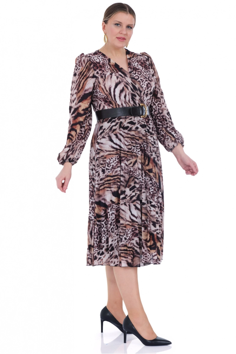 Plus Size Crepe Long Sleeve Midi Dress | All Standard Size Products |  Fervente