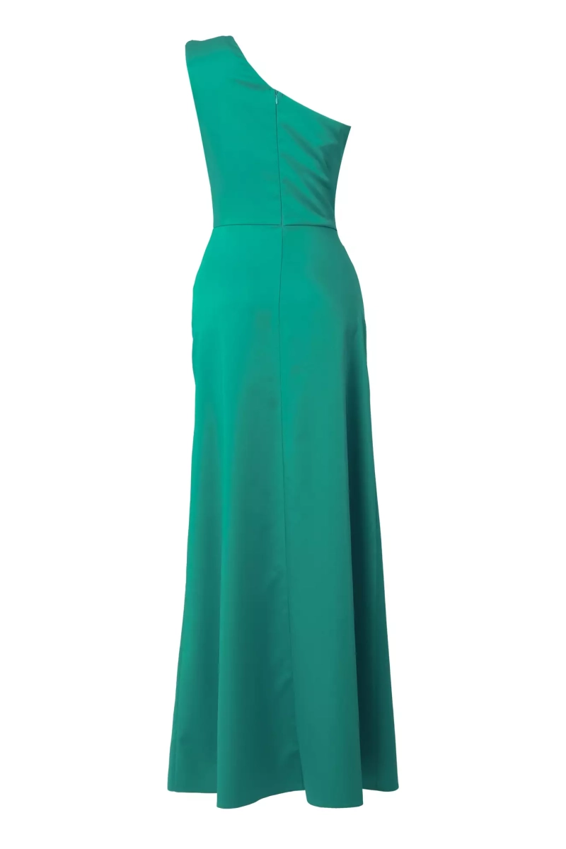 fervente green satin sleeveless long dress reviews Tight Long Jersey Prom Dress with Ruching– PromGirl main image 1