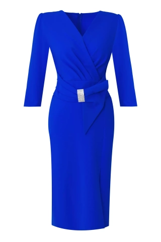 Blue Crepe Long Sleeve Midi Dress | All | Fervente Blue Crepe Long Sleeve Midi Dress | All | Fervente