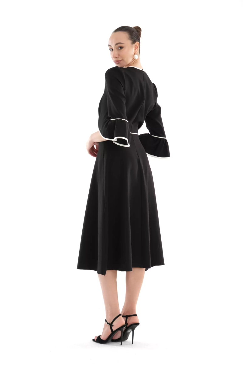 fervente black crepe short sleeve midi dress reviews Black Crepe Short Sleeve Midi Dress | All