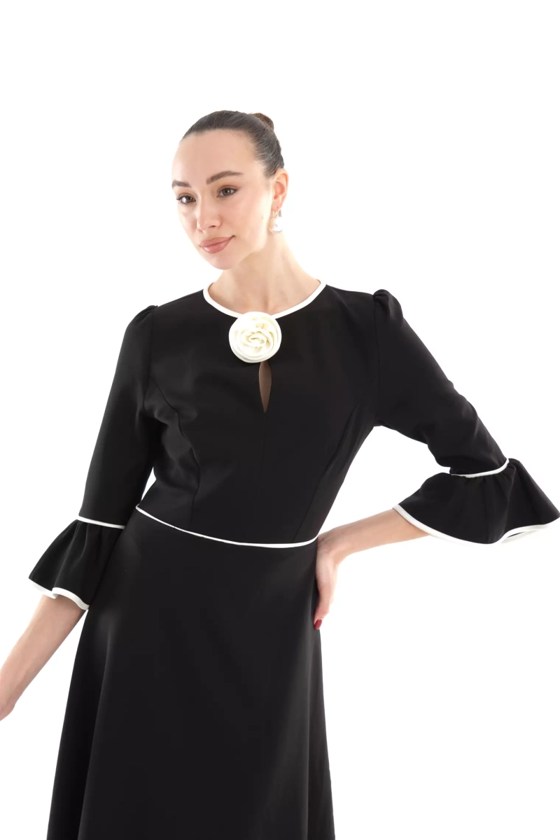 fervente black crepe short sleeve midi dress reviews Black Short-Sleeve Midi Dress in Admiral Crepe | Women's Midi Dress