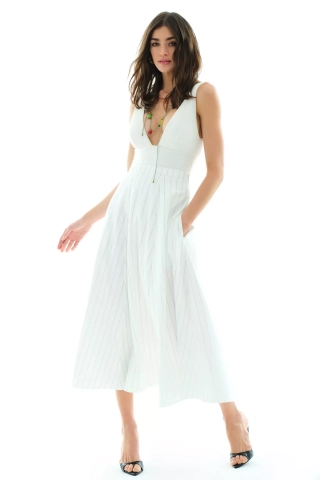 White Woven Long Skirt White Dress Fervente