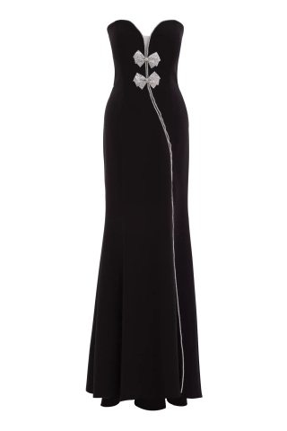 Black Crepe Strapless Maxi Dress | All Standard Size Products | Fervente