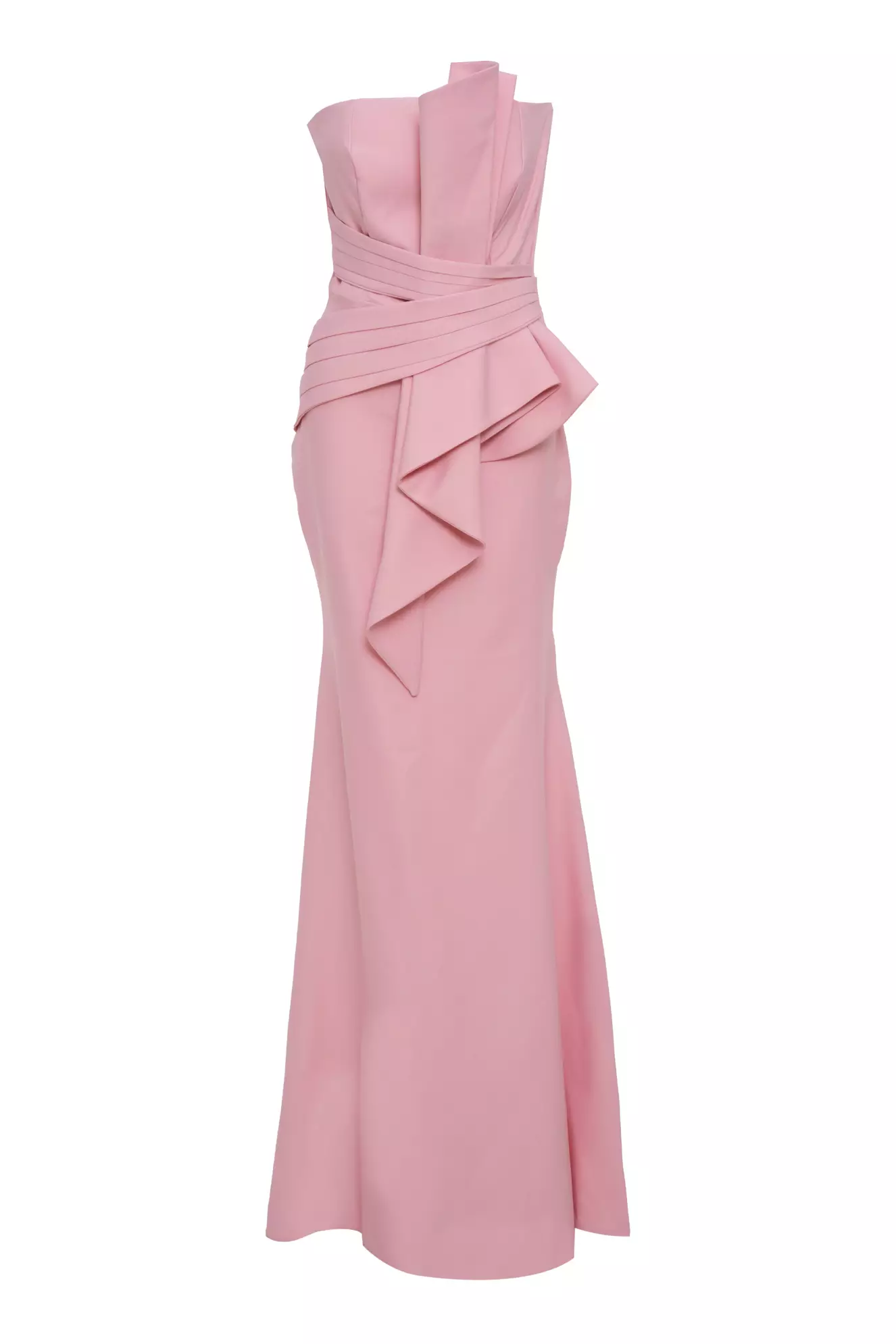Blush Crepe Strapless Maxi Dress