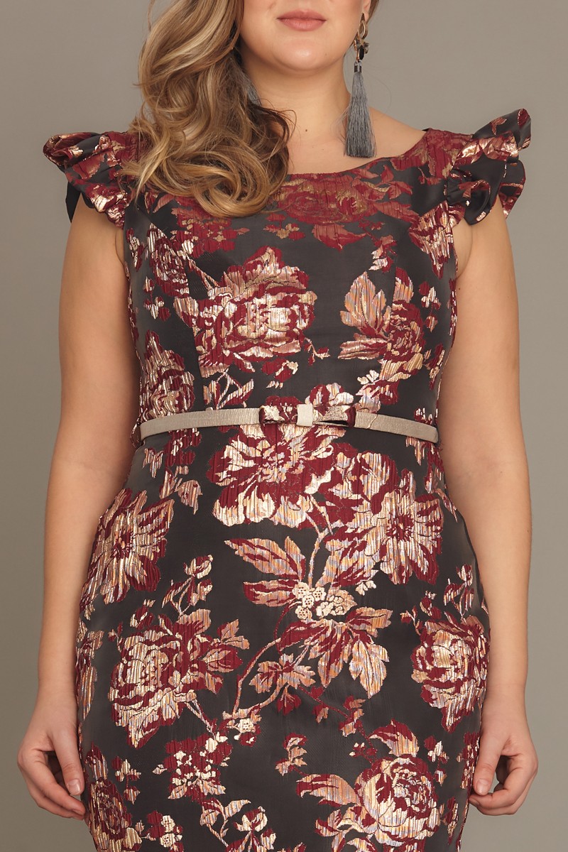 Bordo Plus Size Jacquard Midi Sleeveless Dress