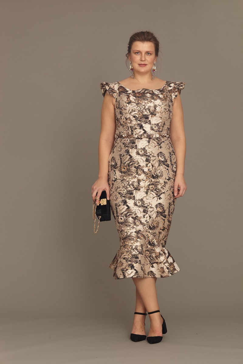 Black Plus Size Jacquard Midi Sleeveless Dress
