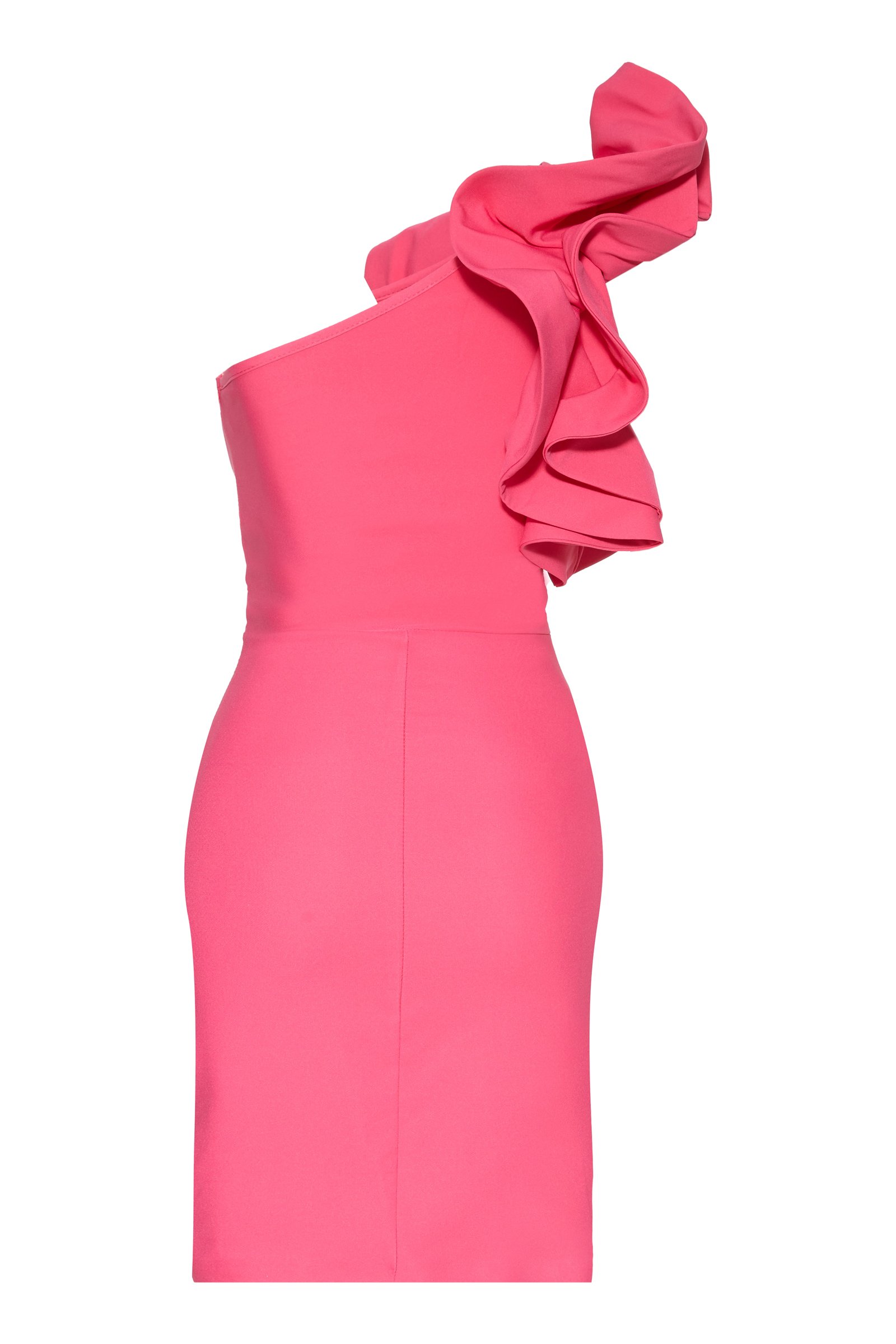 Pink Crepe One Arm Mini Dress