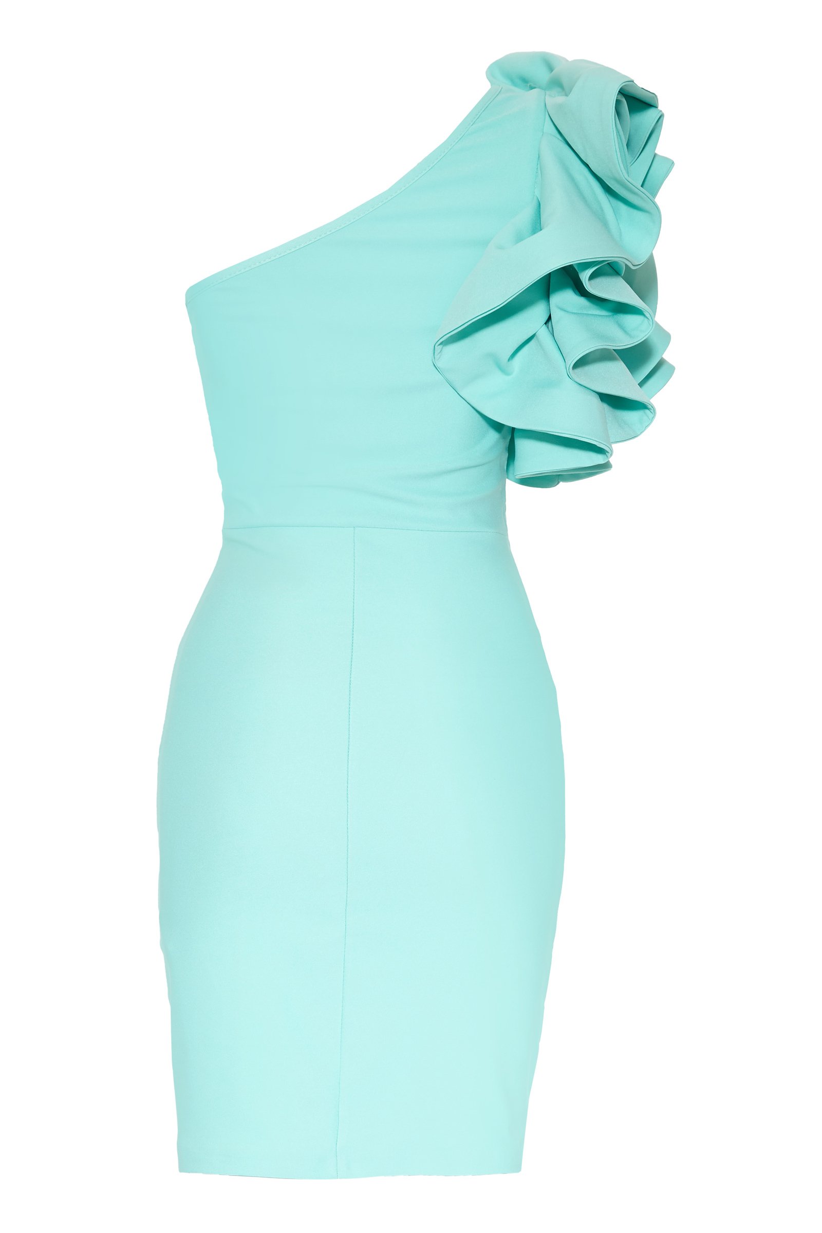 Mint Green Crepe One Arm Mini Dress