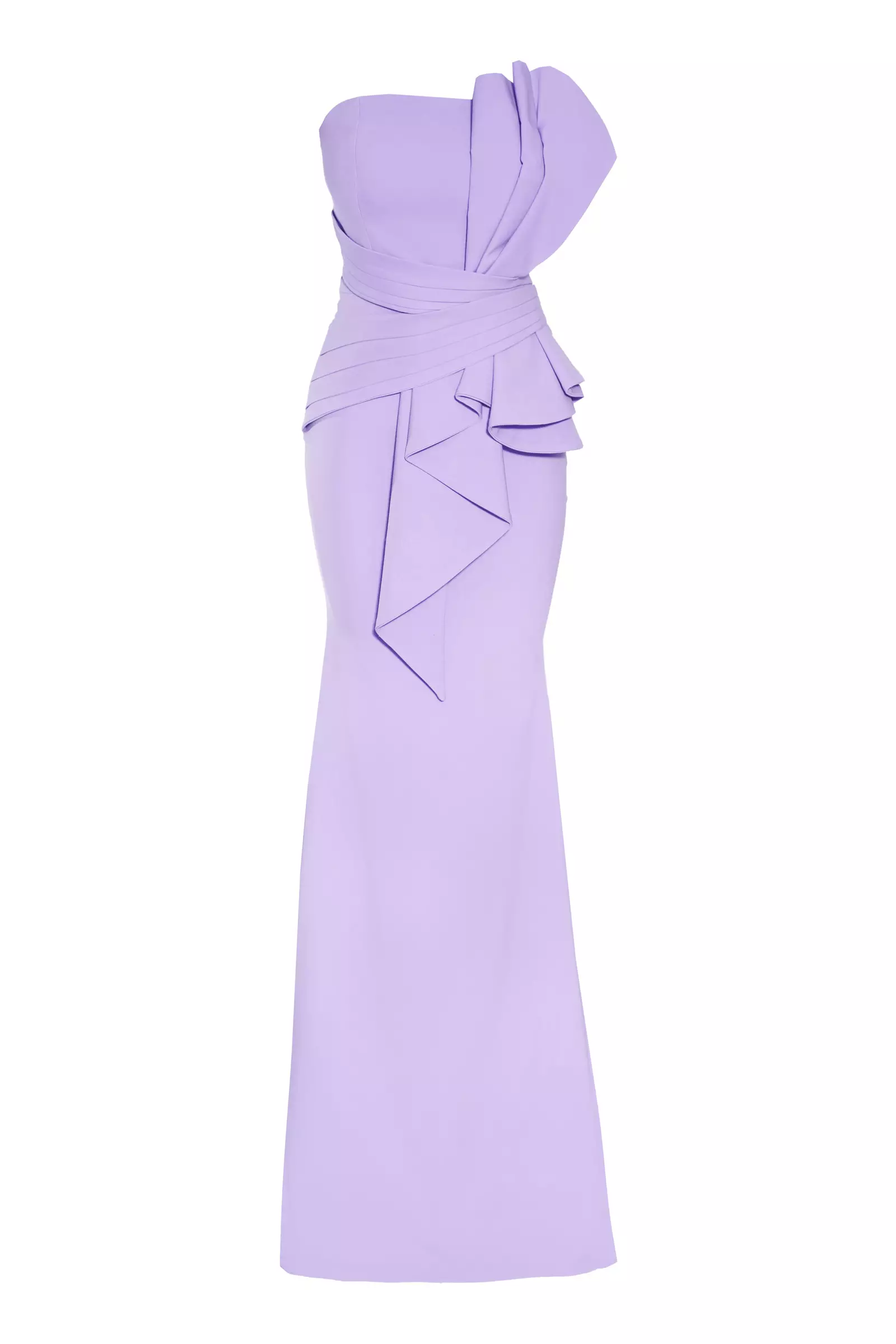 Lilac Crepe Strapless Maxi Dress