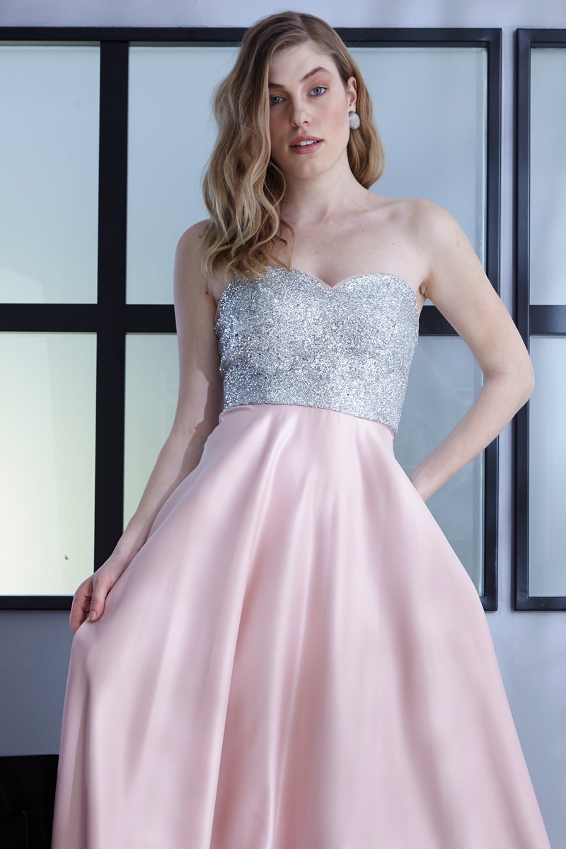 Powder Satin Mini Sleeveless Dress