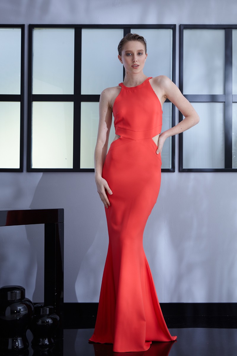Coral Crepe Dress
