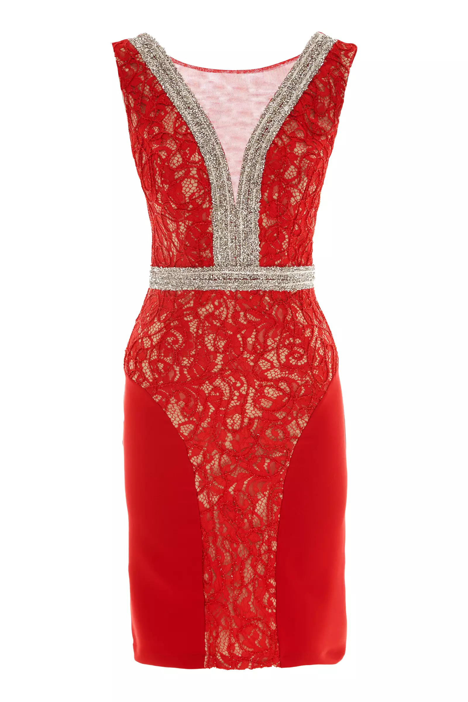 Red Crepe Sleeveless Mini Dress