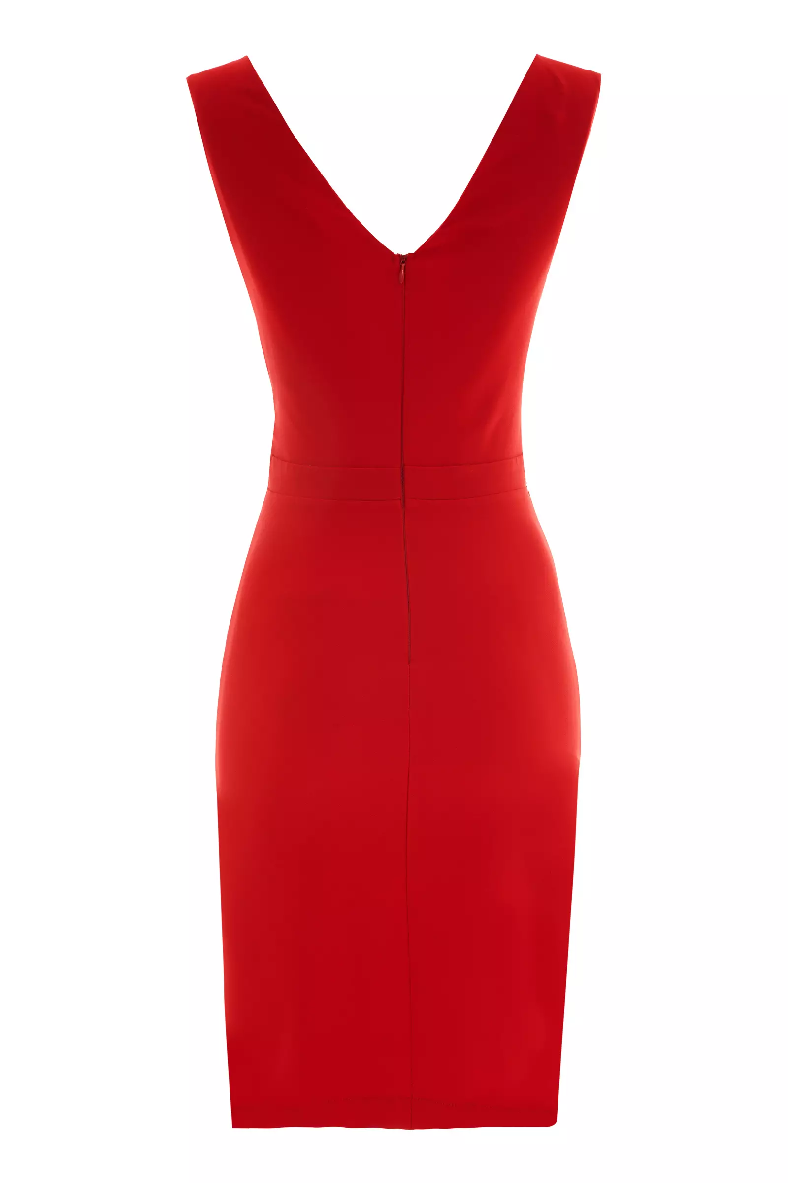 Red Crepe Sleeveless Mini Dress