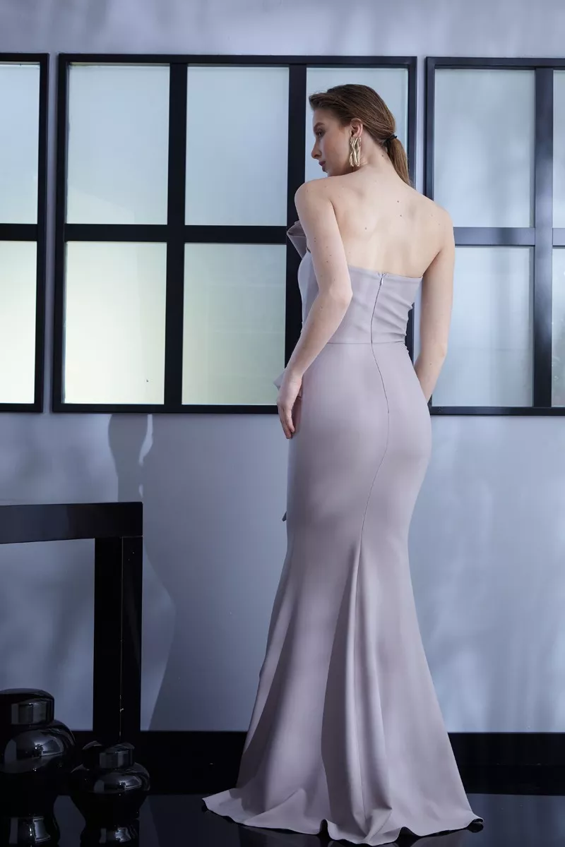 Smoked Crepe Strapless Maxi Dress