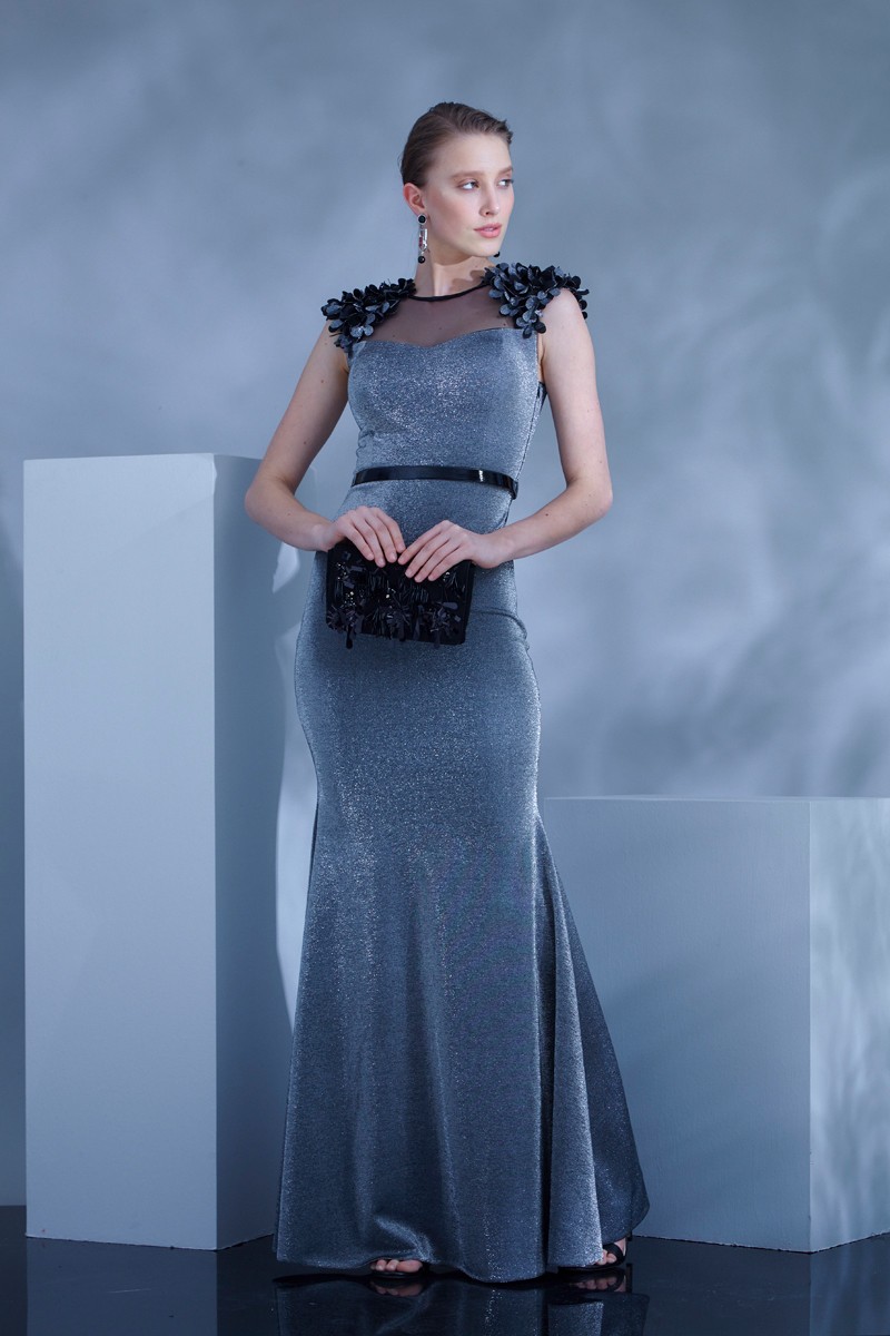 Silver Knitted Sleeveless Maxi Dress
