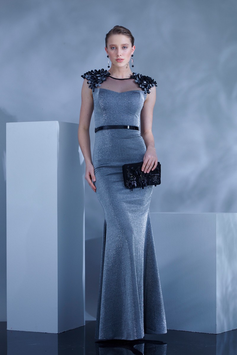 Silver Knitted Sleeveless Maxi Dress