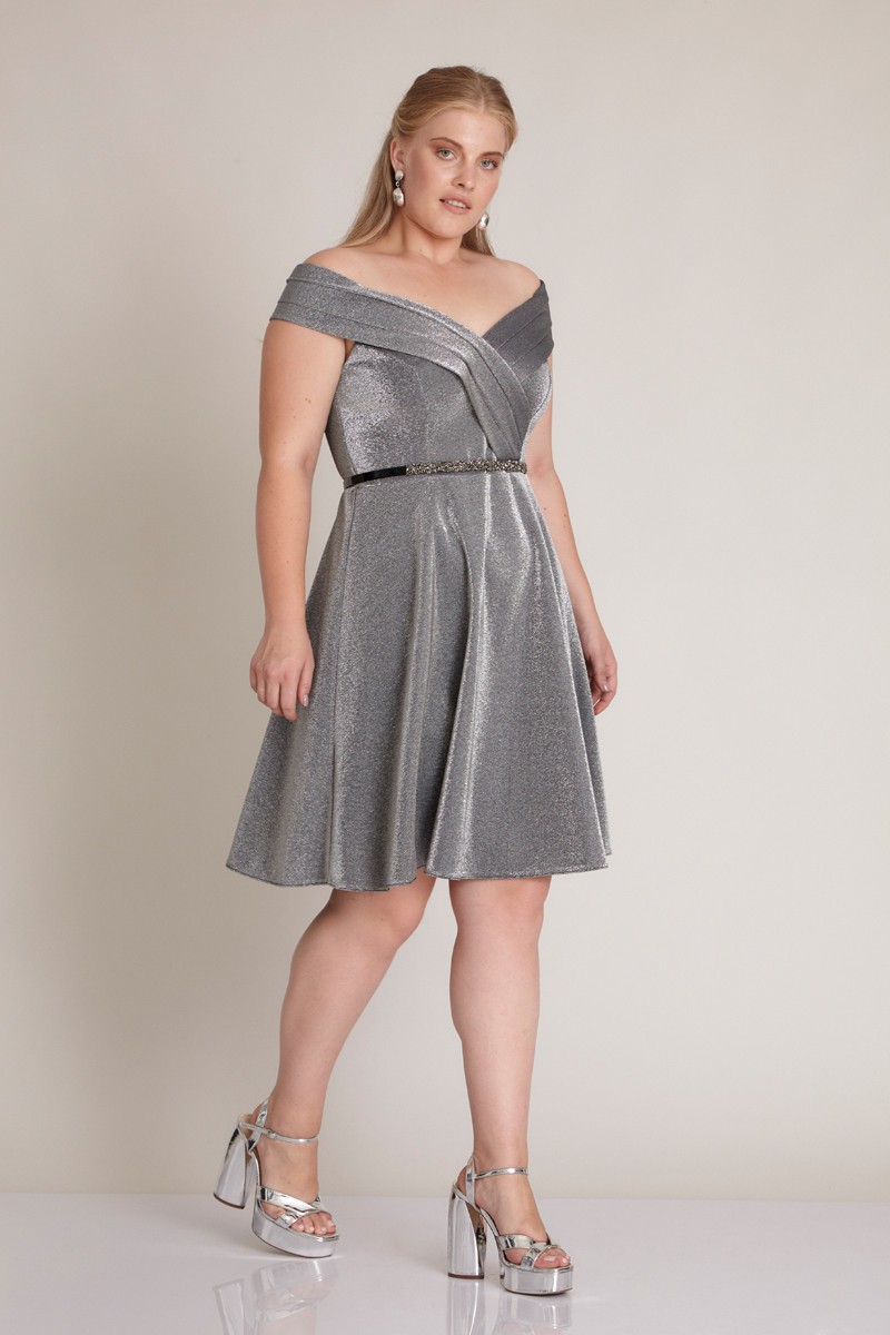Silver Plus Size Knitted Mini Sleeveless Dress