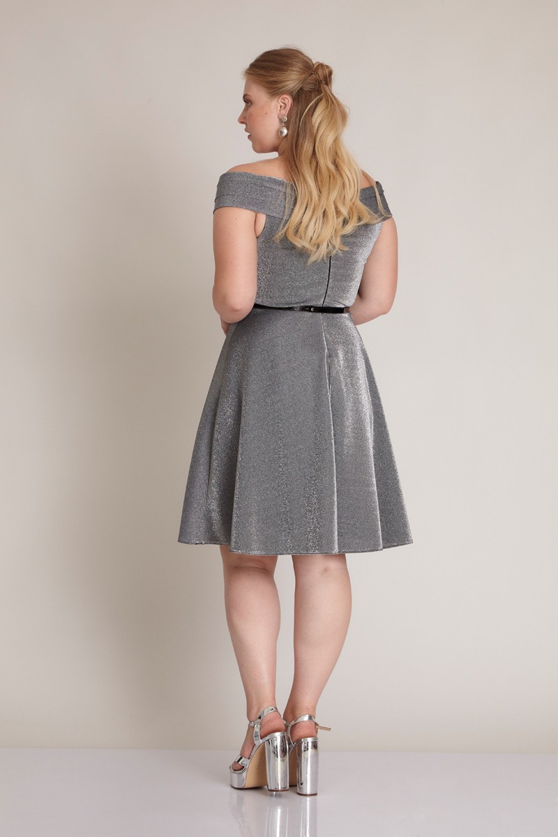 Silver Plus Size Knitted Mini Sleeveless Dress