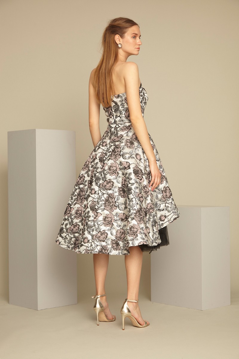 Printed Strapless Maxi Dress