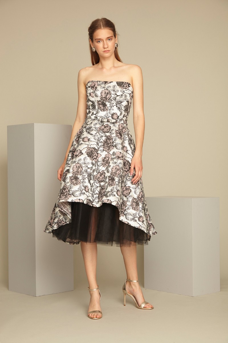 Printed Strapless Maxi Dress