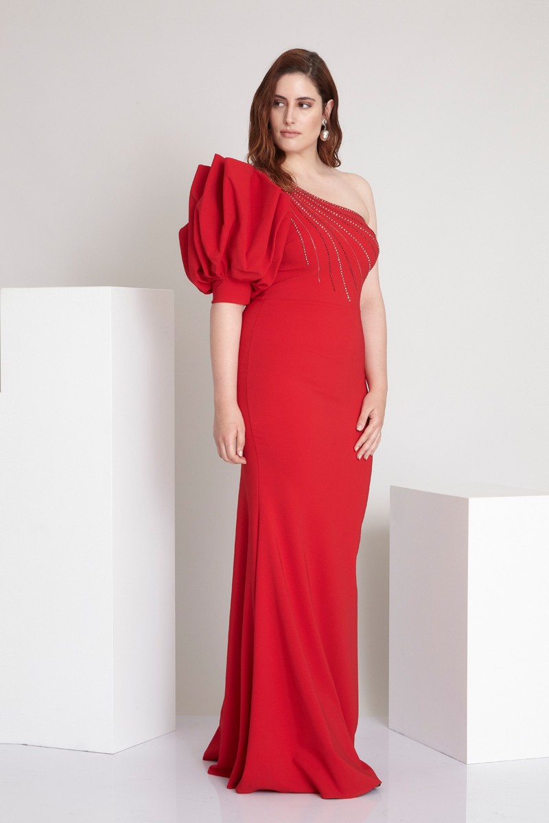 Red Plus Size Crepe Mini Sleeveless Dress