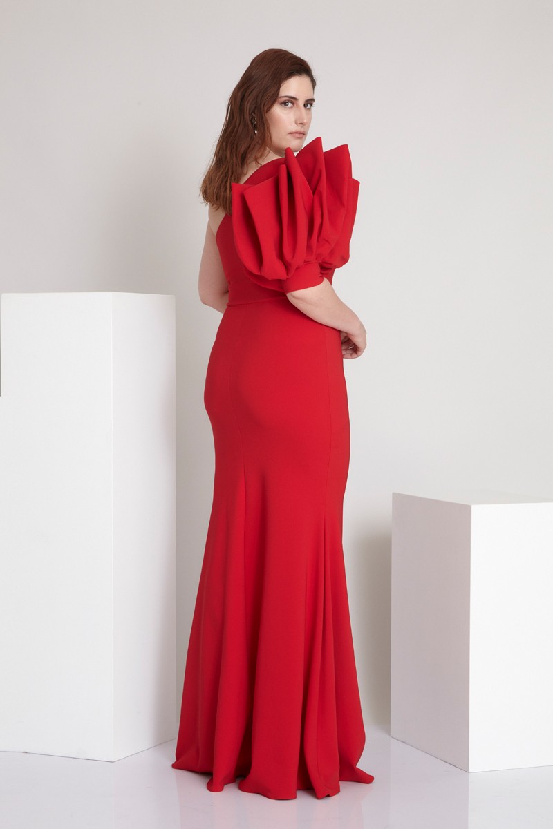 Red Plus Size Crepe Mini Sleeveless Dress
