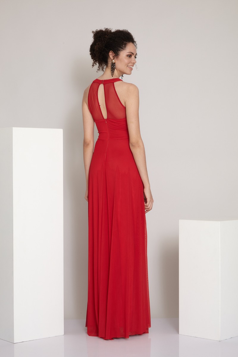 Red Tulle Maxi Sleeveless Dress